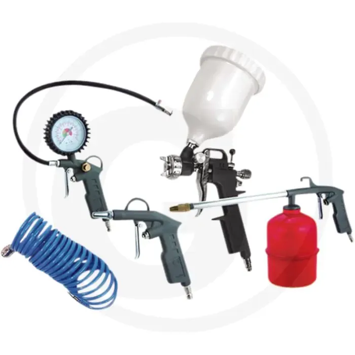 Gratis Verzending Compressor-accessoireset met verfspuit, nevelspuit, bandenvulpistool, blaaspistool en luchtspiraalslang