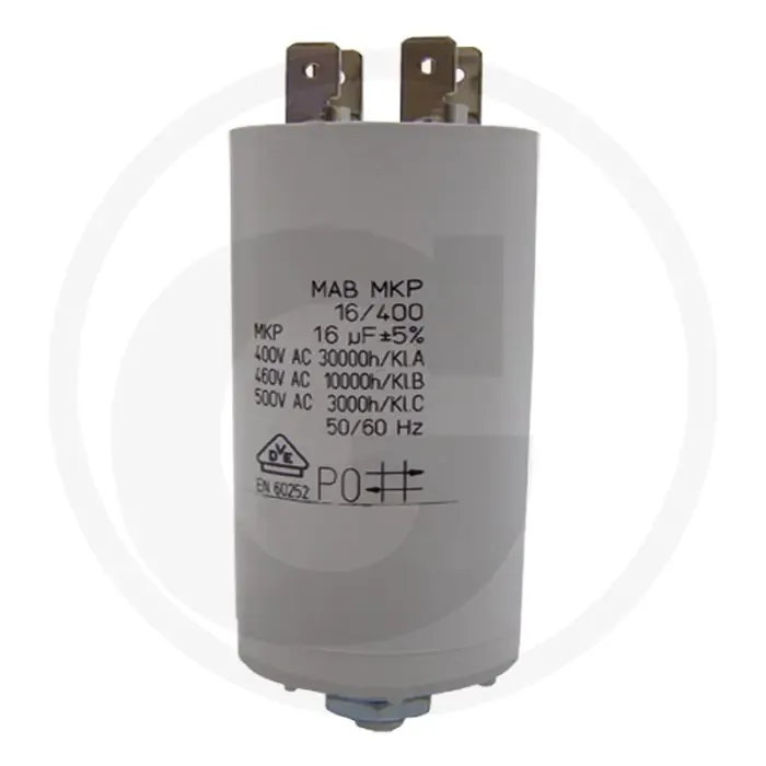 Condensator Sabo, Wolf 16 µF 40x78 mm met vlakstekkeraansluiting Gecertificeerd