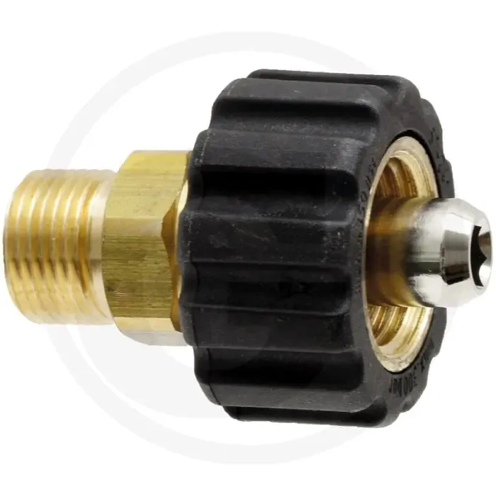 Voordeelprijs Draaikoppeling Messing/Kunststof 3/8" buitendraad 1/2" binnendraad - 300 bar