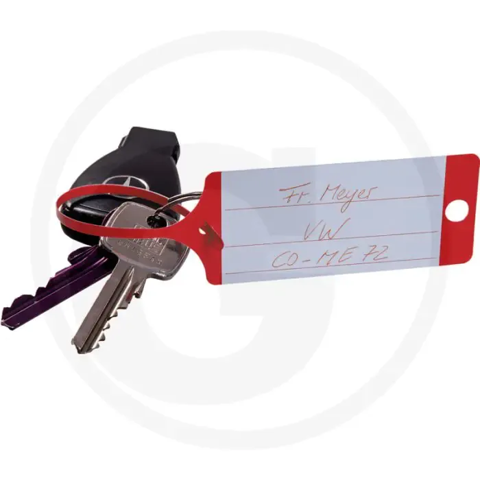Hoge Kwaliteit Eichner VPE100 Sleutelhangerlabel Rood 8x3,5cm - 100 stuks dispenserdoos
