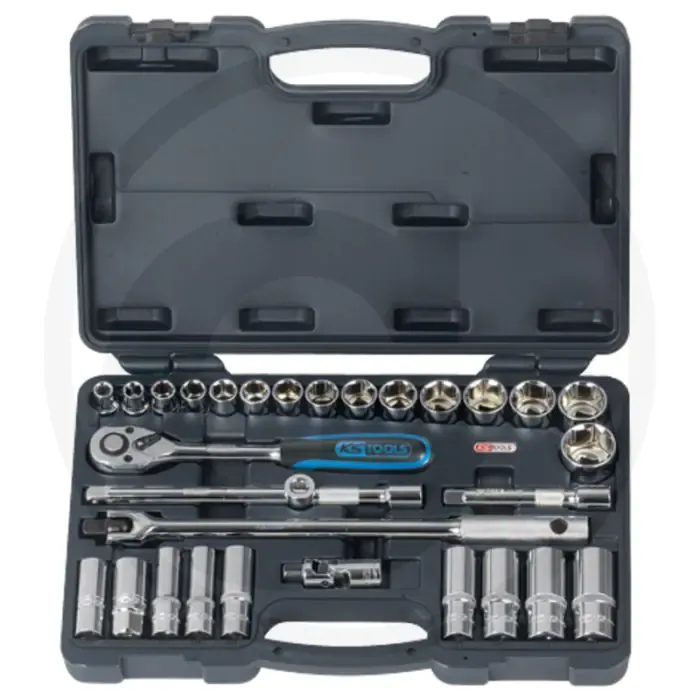 Ks tools 1/2" chromeplus® dopsleutelset, 30-delig - zollgrößen, 6-kant, flanktraction-profil Seizoensaanbieding