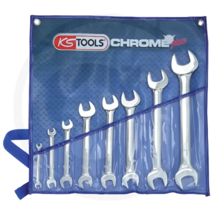 Ks tools chromeplus® dubbele steeksleutelset, 8-delig, in roltas - maulstellung 15° abgewinkelt Koop Vandaag