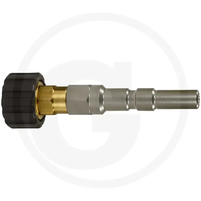 Gecertificeerd Lange insteekkoppeling M22 x 1,5 binnendraad, 300 bar, RVS/messing, 150°C. Passend voor Kränzle.