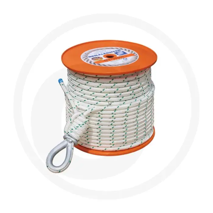 Aanbieding Liertouw met metalen ring in touw - 50m lengte, 5,1 ton max. breukbelasting
