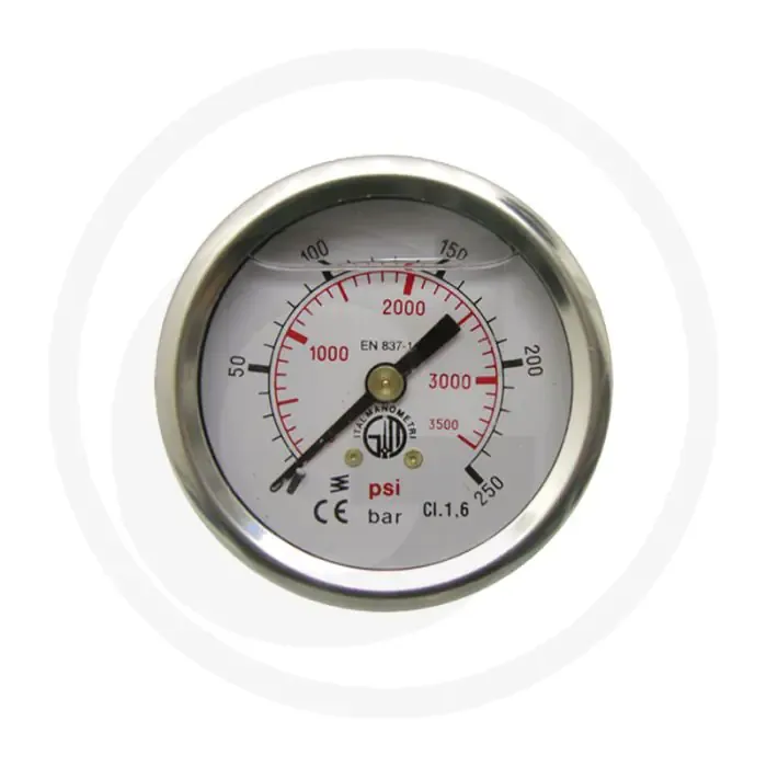 Manometers - 40mm Ø, 0-250 bar, RVS - Reinigingstechniek Korting