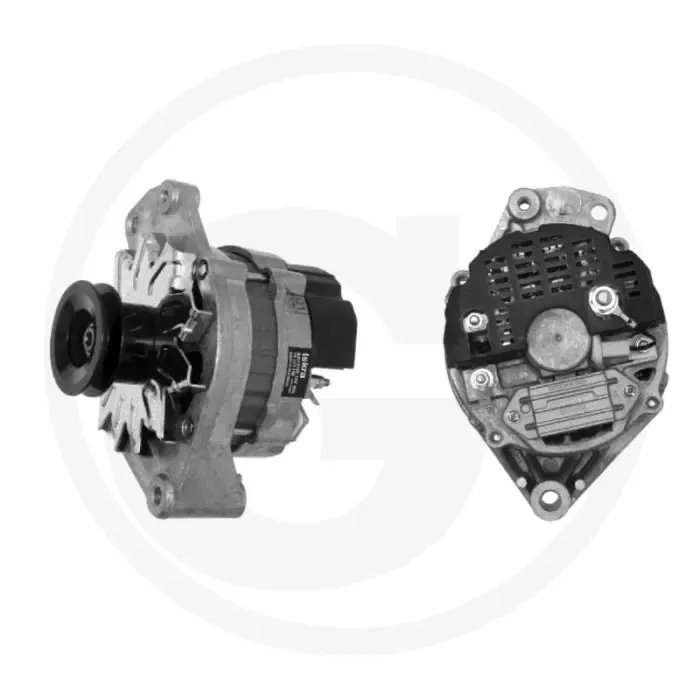 MAHLE Dynamo 14 V / 45 A – Poelie Ø65 mm, Draairichting ↻, Bevestiging 56 mm Op = Op
