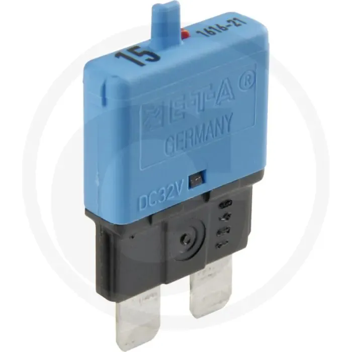 Weekendaanbieding Automatische zekering, standaard (32 volt maximaal / 15 A | blauw | met resetknop)
