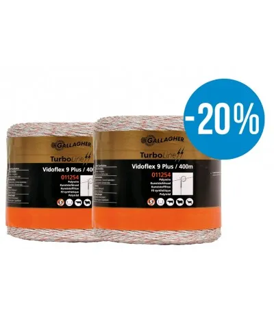 Gallagher duopack Vidoflex 9 Turboline Plus wit 2X400M Flitsaanbieding
