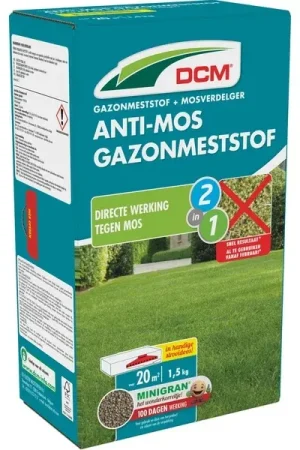 Aanbieding DCMAnti-mosGazonmeststof1,5kg(Tot20m²)