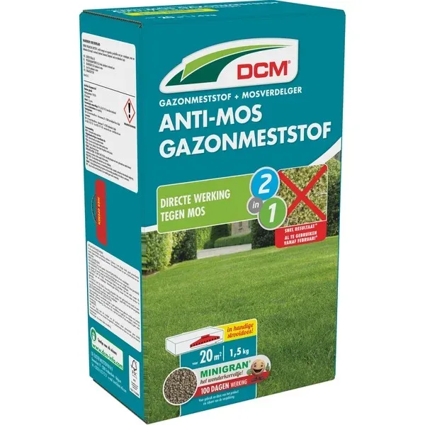 Aanbieding DCMAnti-mosGazonmeststof1,5kg(Tot20m²)
