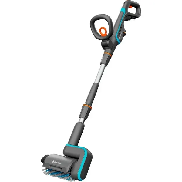 GARDENAAquaBrushPatio18VP4Asoloaccumulti-reinigervloerreiniger(Grijs/turquoise,14841-55,accuenladernietinbegrepen,POWERFORALLALLIANCE) Fabrieksprijs