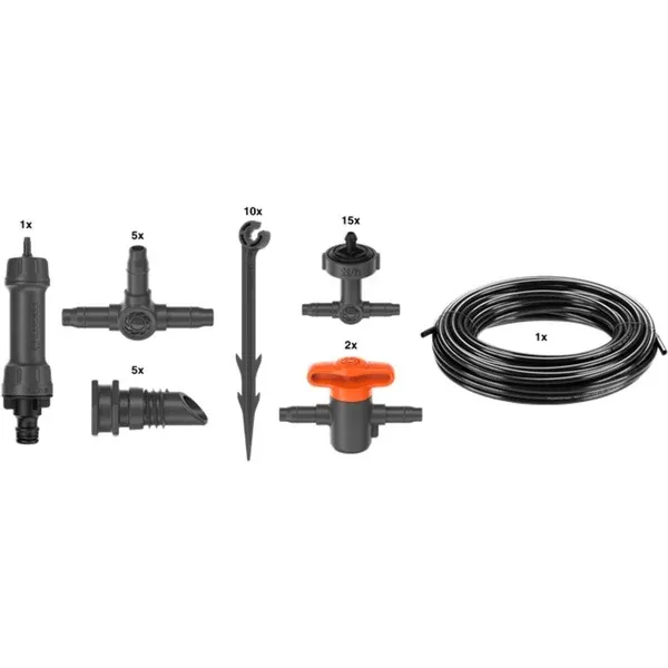 GARDENAMicro-Drip-BewateringBalkonSet(15planten)druppelaar(Zwart/grijs) Koopje