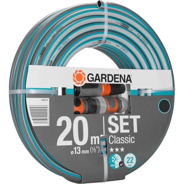 GARDENAClassicslang13mm(1/2"),metaccessoires(Grijs/turquoise,18008-20,20m) Direct Verzonden