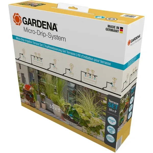 GARDENAMicro-Drip-BewateringTerrasSet(30planten)druppelaar(Zwart/grijs) Lage Kosten