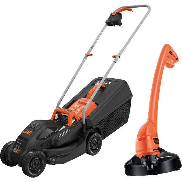 Gecertificeerd BLACK+DECKER1000W32cmGrasmaaier+250WGrastrimmer(Zwart/oranje,gazonstot250m²)